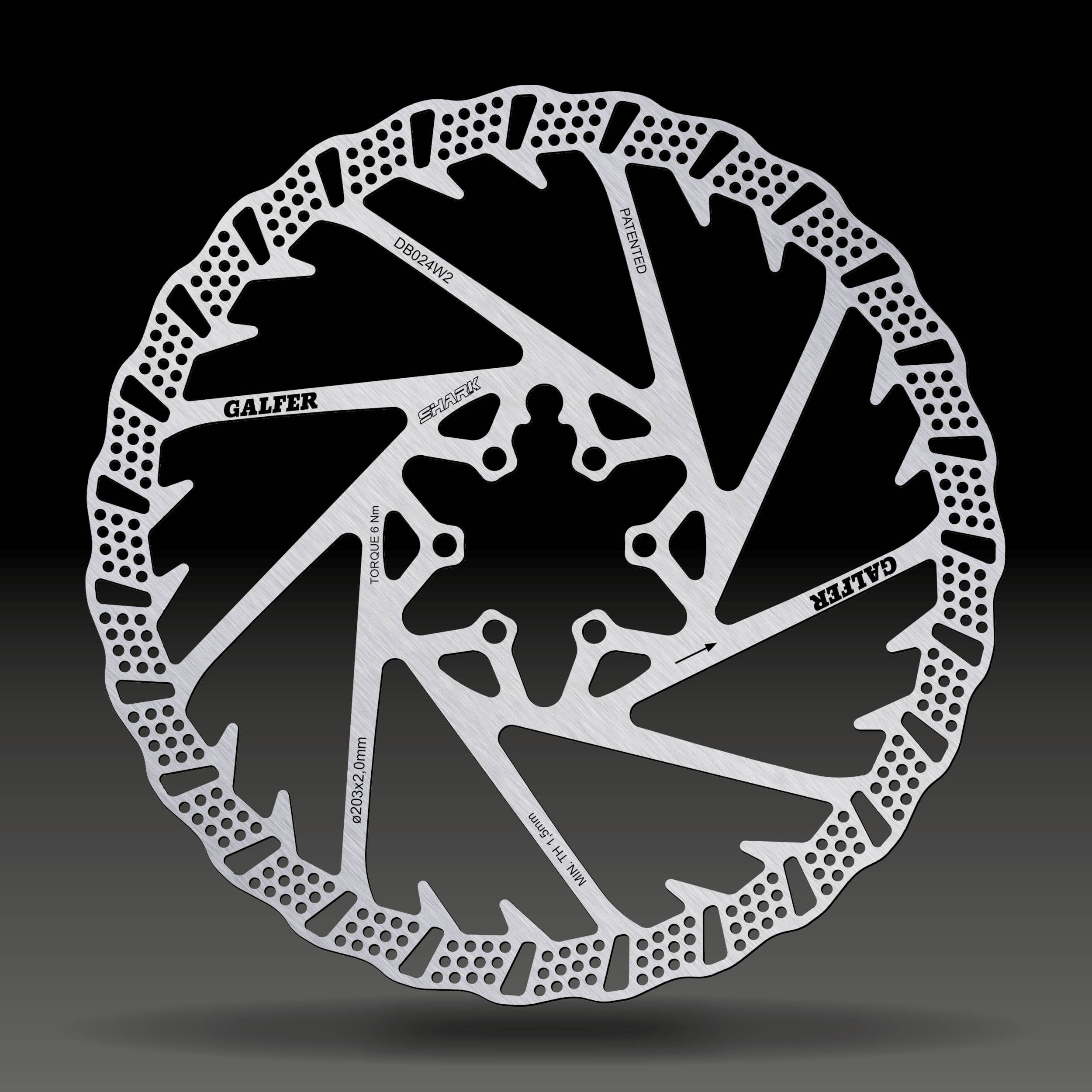 GALFER 203mm ディスクローター　ガルファー GALFER Disc Shark Rotor for MTB 6BOLTS 203mm ブレーキローター