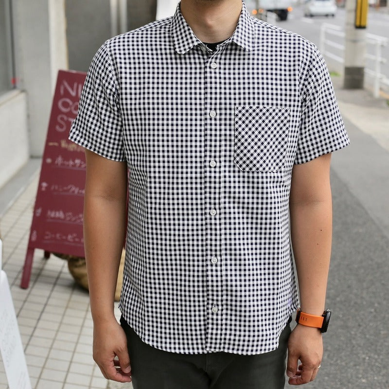 【Narifuriナリフリ】シアサッカーギンガムシャツ NF4054 Mサイズ 50%off】narifuri メッシュインナーギンガム半袖シャツ NF4018